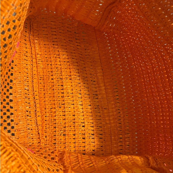 Neon Orange and Pink “Out of Office” Raffia Tote - New without tags - Picture 5 of 7